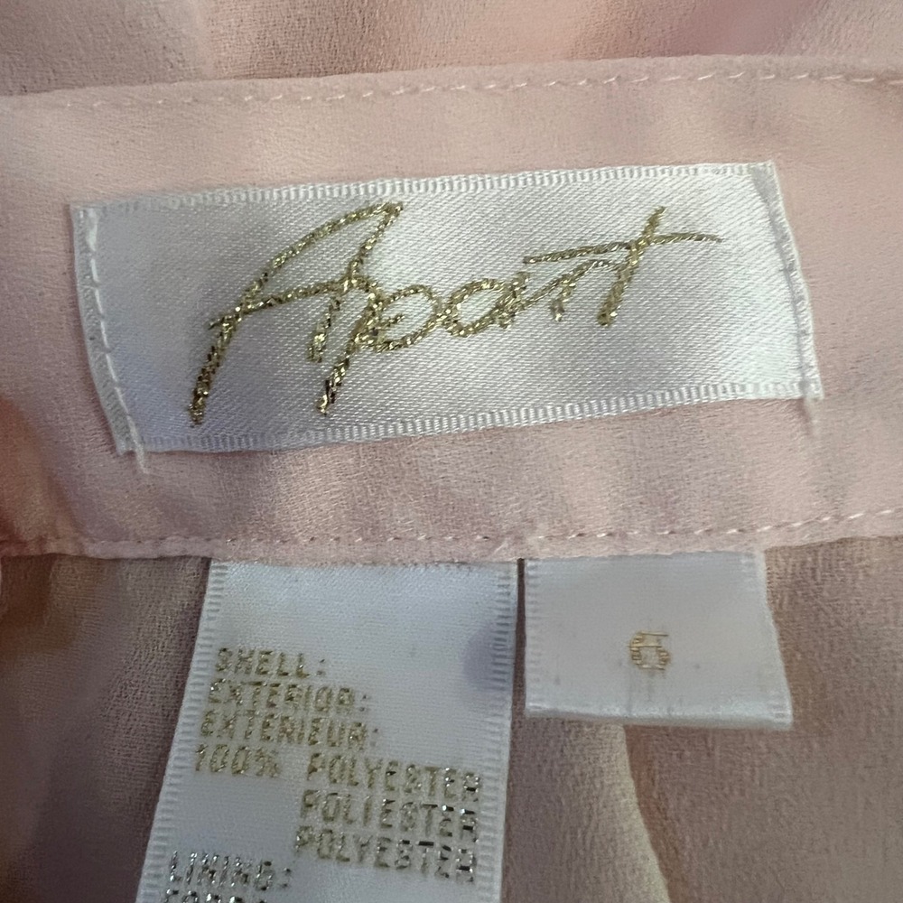 Vintage Apart Peach Chiffon Pleated Maxi Skirt with High Slits Size 6 Lined Pink - Picture 6 of 8